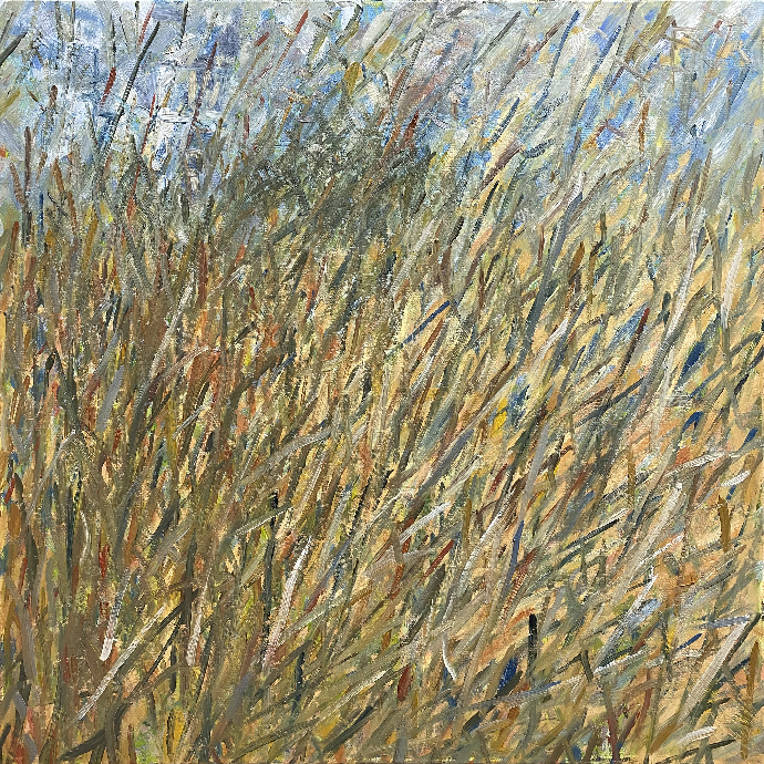 Reeds with lighthouse near Newport, May 2022 by Stuart Nurse